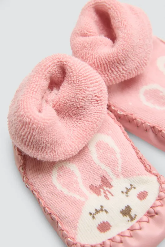 Calzino termico per neonati con suola antiscivolo rosa