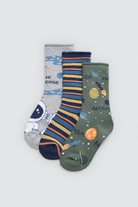 Confezione da 3 calzini termici per bambini senza polsini Universe