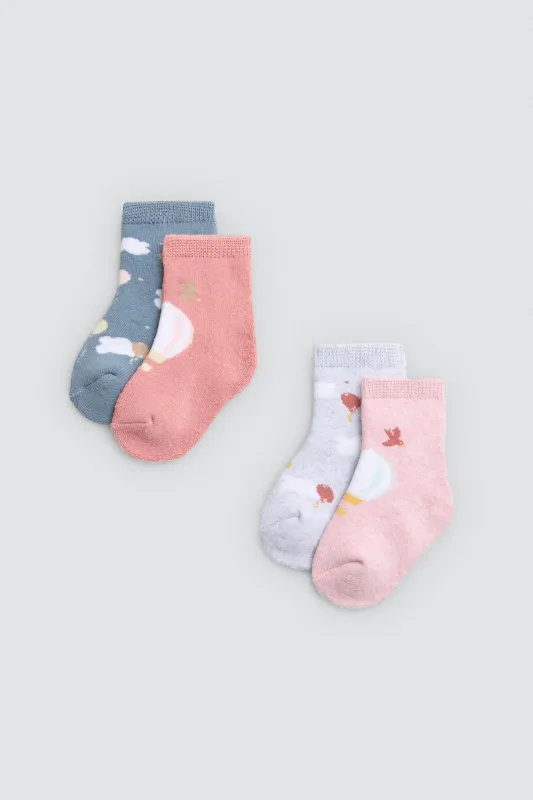 Confezione da 4 calzini termici per neonati con stampe a palloncino