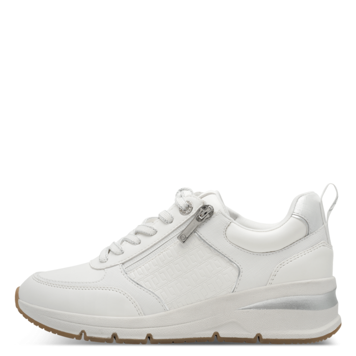 Sneakers bianche da Donna con tacco e zip