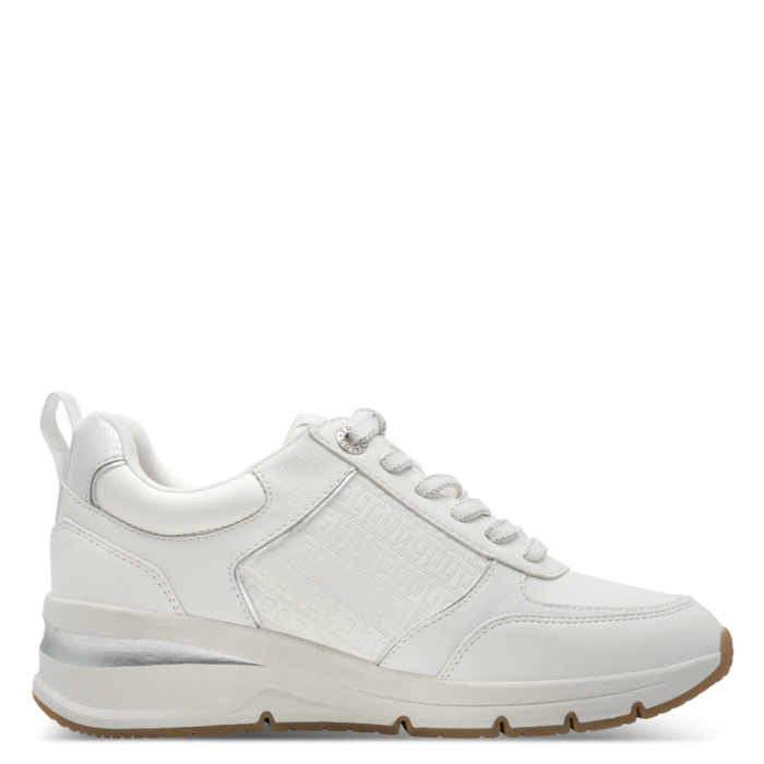 Sneakers bianche da Donna con tacco e zip
