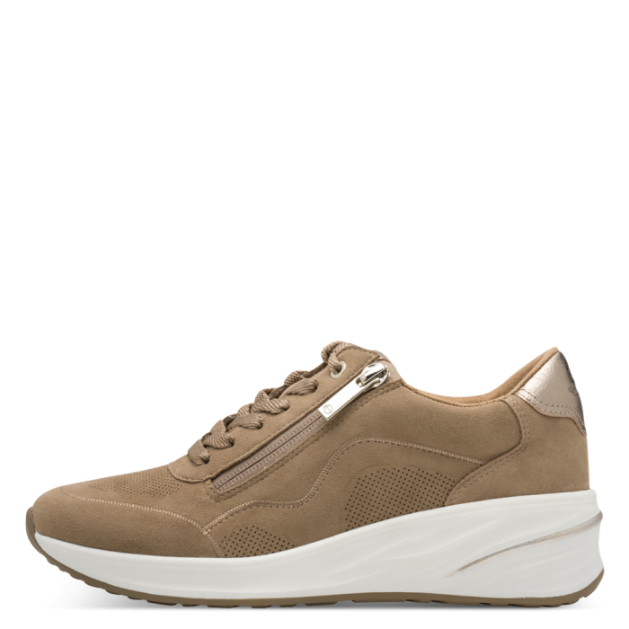 Sneakers eleganti in vera pelle con zeppa