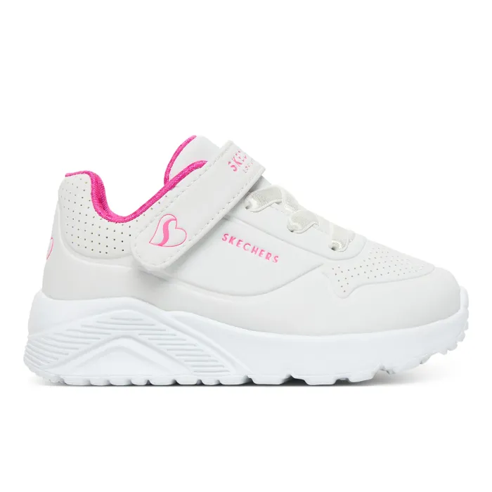 Skechers Uno Lite Bianco Fucsia Bimba