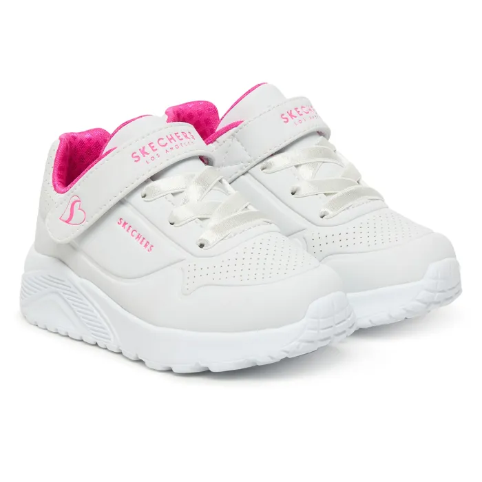 Skechers Uno Lite Bianco Fucsia Bimba