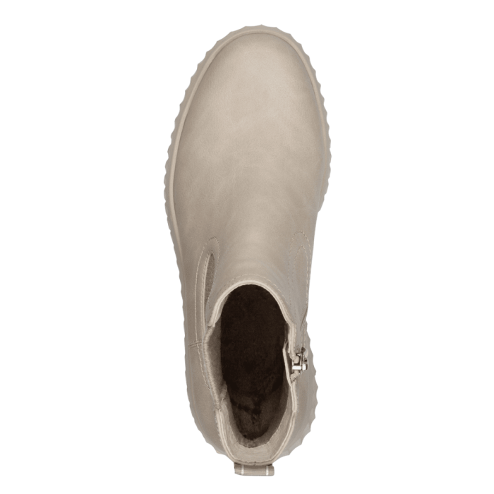 Stivaletti beige in pelle vegana con cerniera