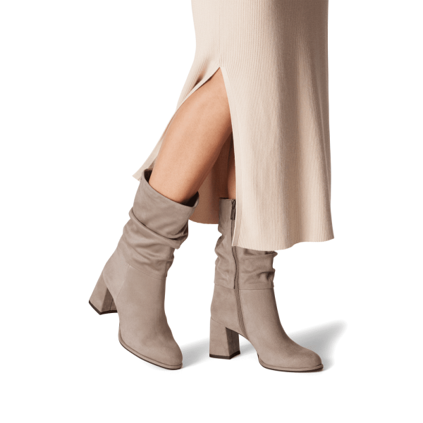 Stivaletti taupe tortora con tacco 7,5 cm
